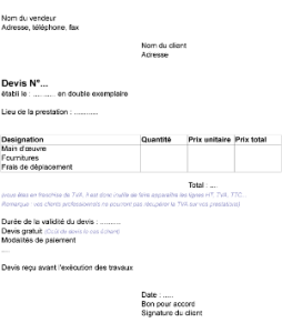 exemple de devis ae