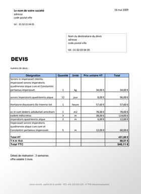 exemple de devis ae