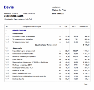 exemple de devis construction piscine