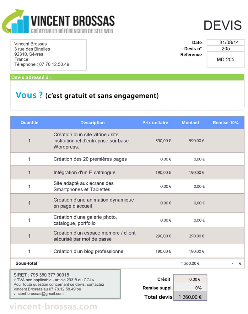 exemple de devis consultant