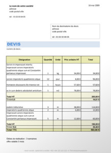 exemple de devis de soumission