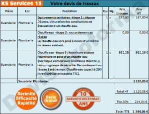 exemple de devis degat des eaux