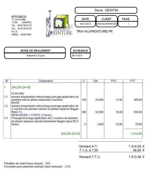 exemple de devis travaux