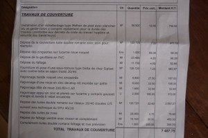 exemple de devis couverture zinc