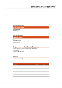 exemple de devis quantitatif et estimatif pdf