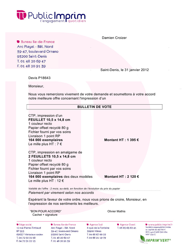 exemple de devis d impression