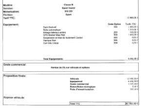 exemple de devis achat voiture