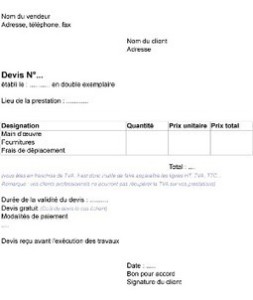 exemple de devis juridique