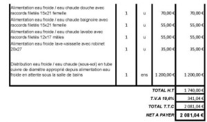exemple de devis plomberie