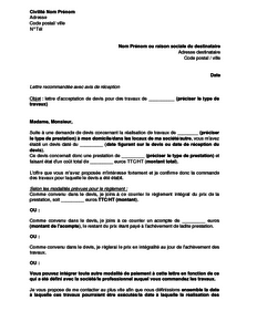 exemple de lettre acceptation devis