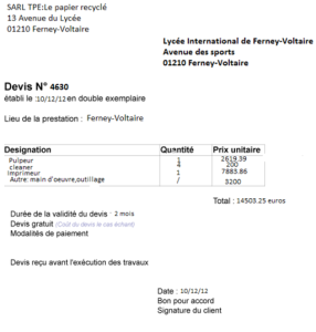 exemple de devis imprimeur