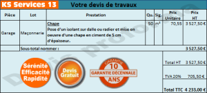 exemple de devis pour chape