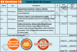 exemple de devis pour douche