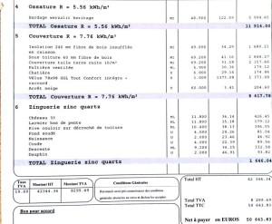 exemple de devis toiture charpente