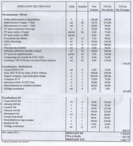 exemple de devis assainissement