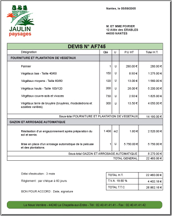 exemple de devis bucheron