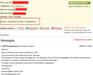 exemple de devis photographe mariage