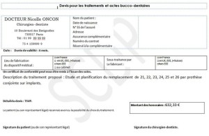 exemple de devis pour implant dentaire