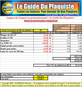 exemple de devis cloison placo