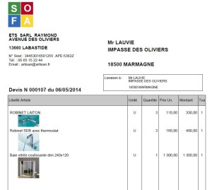 exemple de devis de sous traitance