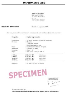 exemple de devis pour imprimeur