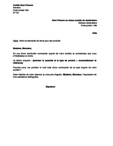 exemple demande devis lettre