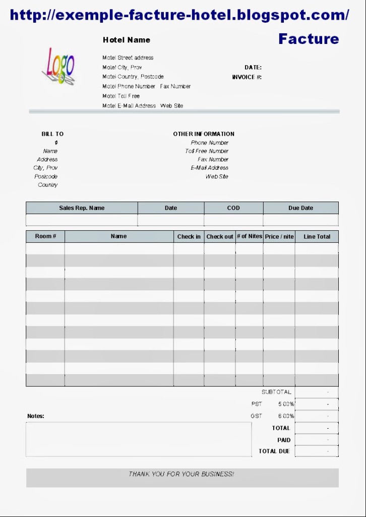 exemple de devis d un hotel