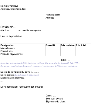 exemple de devis platrerie peinture