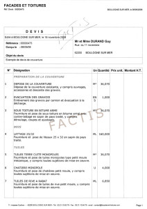 exemple de devis couverture