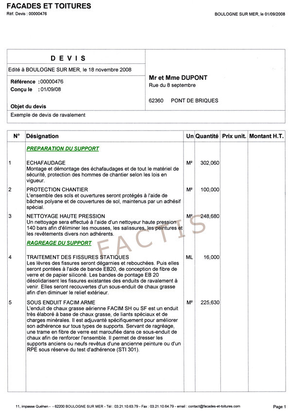 exemple de devis complet