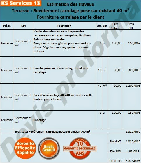 exemple de devis faience