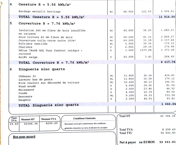 exemple de devis pour une toiture