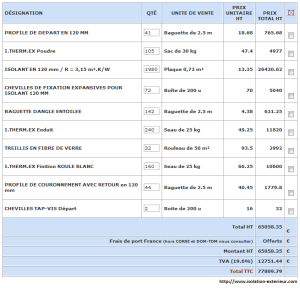 exemple de devis isolation des combles
