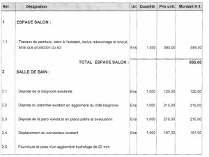 exemple de devis peinture plafond