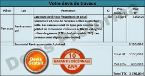 exemple de devis pour pose carrelage