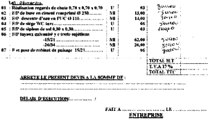 exemple de devis quantitatif estimatif