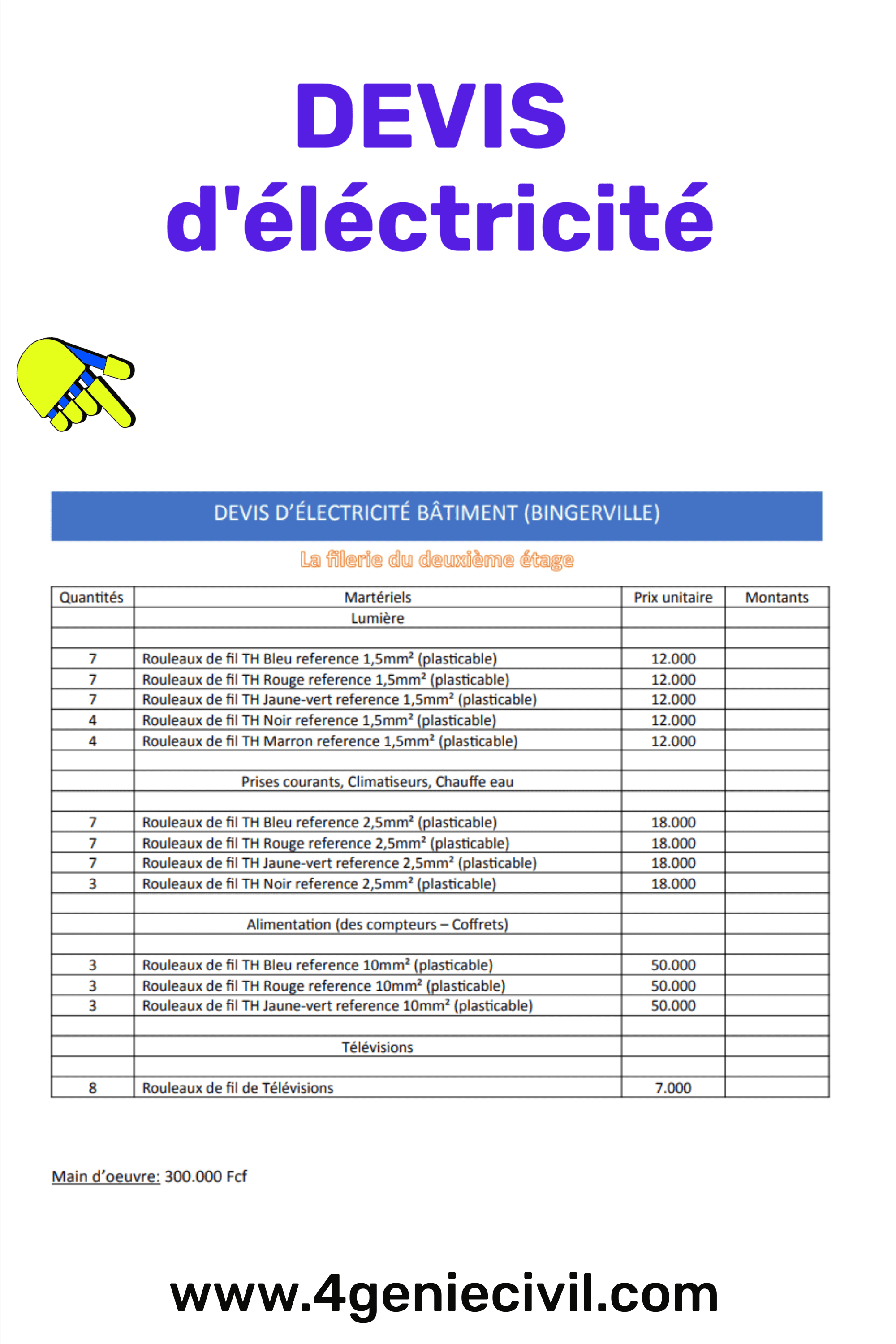 Comment faire un devis électrique bâtiment PDF ?