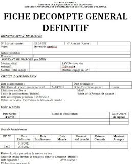 Exemple de fiche de décompte général définitif et provisoire doc