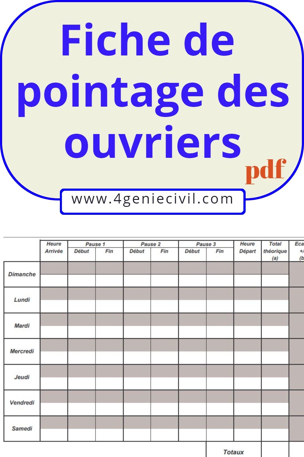 Fiche de pointage des ouvriers pdf