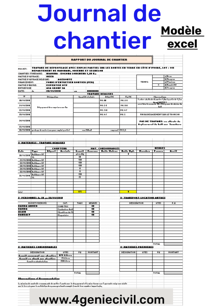 Journal de chantier Excel : un outil pratique pour le suivi des travaux sur votre chantier