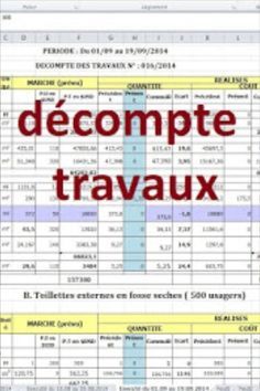 Modèle décompte travaux excel - construction