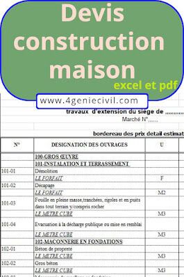 devis construction maison - excel