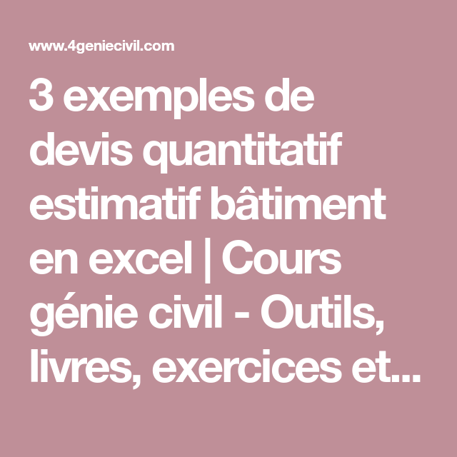 3 exemples de devis quantitatif estimatif bâtiment en excel
