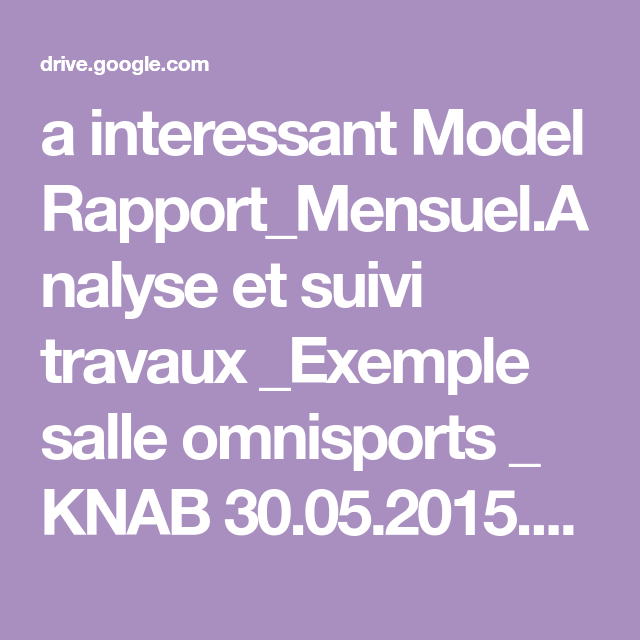 a interessant Model Rapport_Mensuel.Analyse et suivi travaux _Exemple salle omnisports _ KNAB 30.05.2015.xlsx