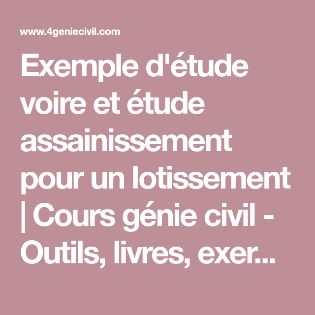 Exemple d'étude voire et étude assainissement pour un lotissement