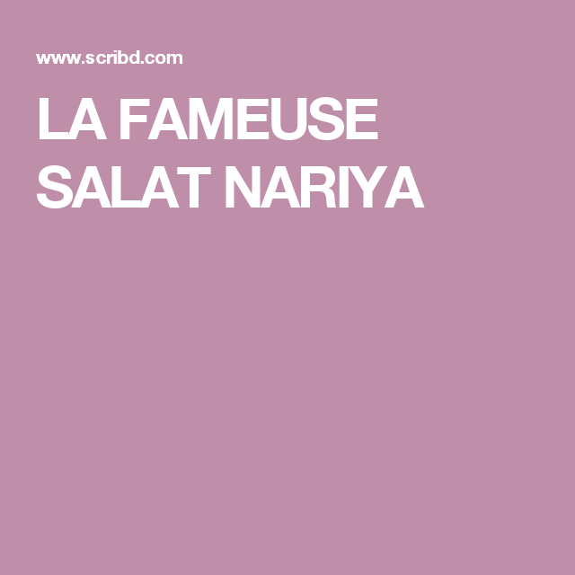 La Fameuse Salat Nariya | PDF | Doctrines et croyances religieuses | Mythologie