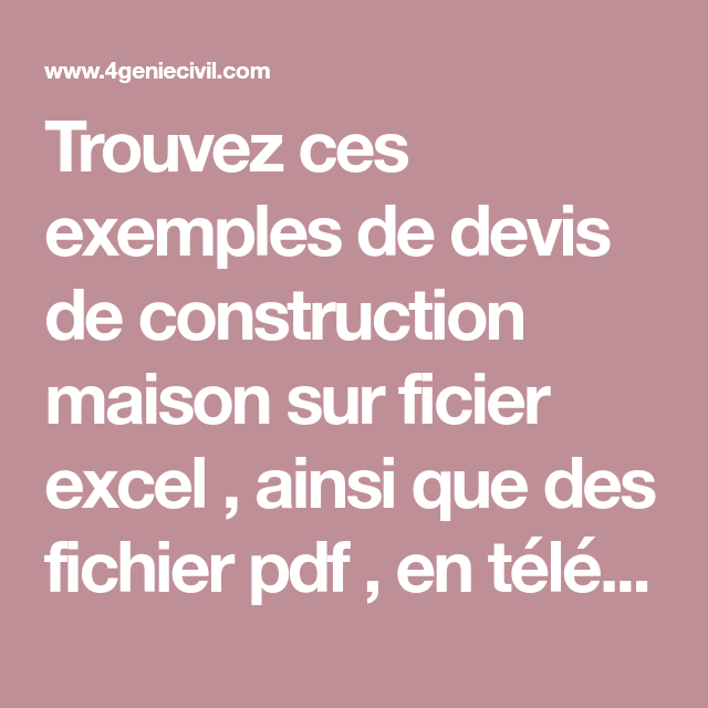 exemple devis construction maison Excel et PDF