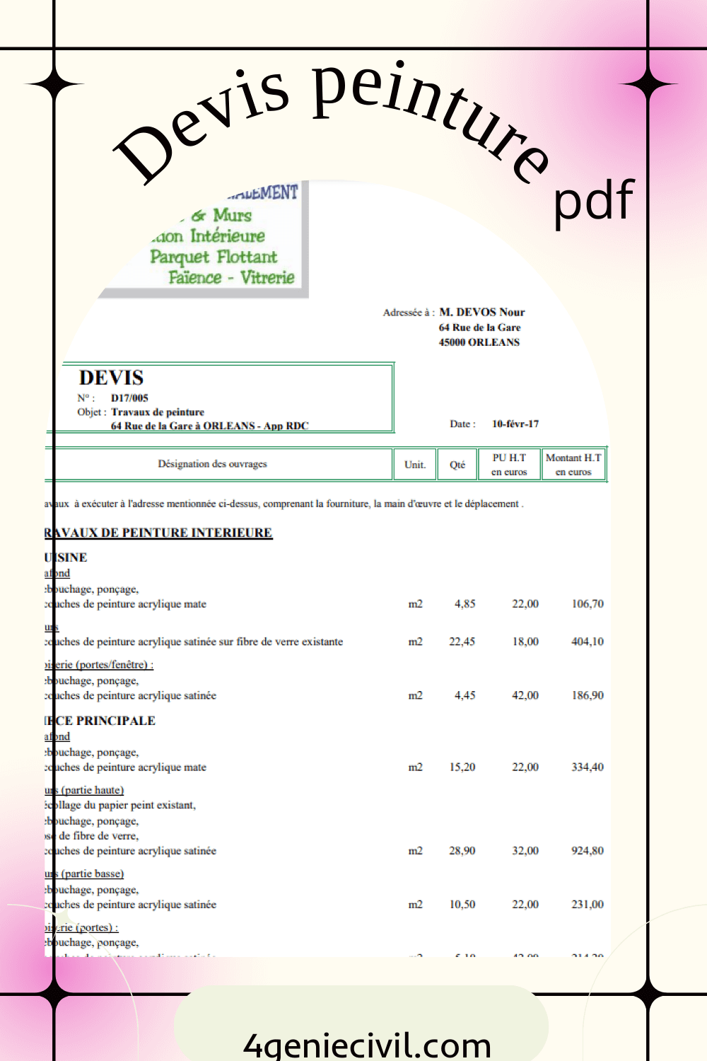 exemple devis peinture pdf gratuit