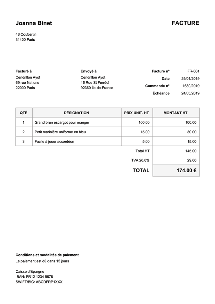 100 modèles gratuits de factures | Téléchargement PDF gratuit