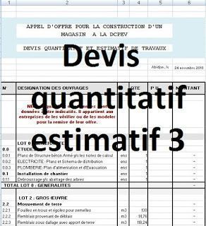 3 exemples de devis quantitatif estimatif bâtiment en excel